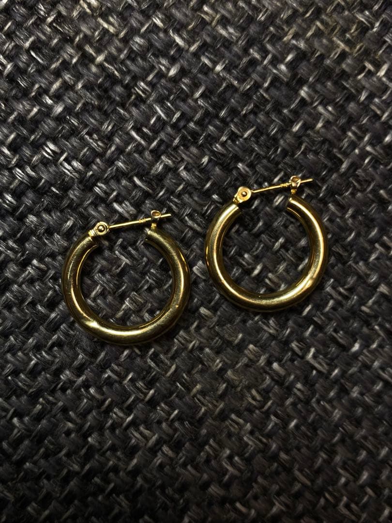 K18 刻印 フープ ピアス 両耳 ゴールド 1.38g