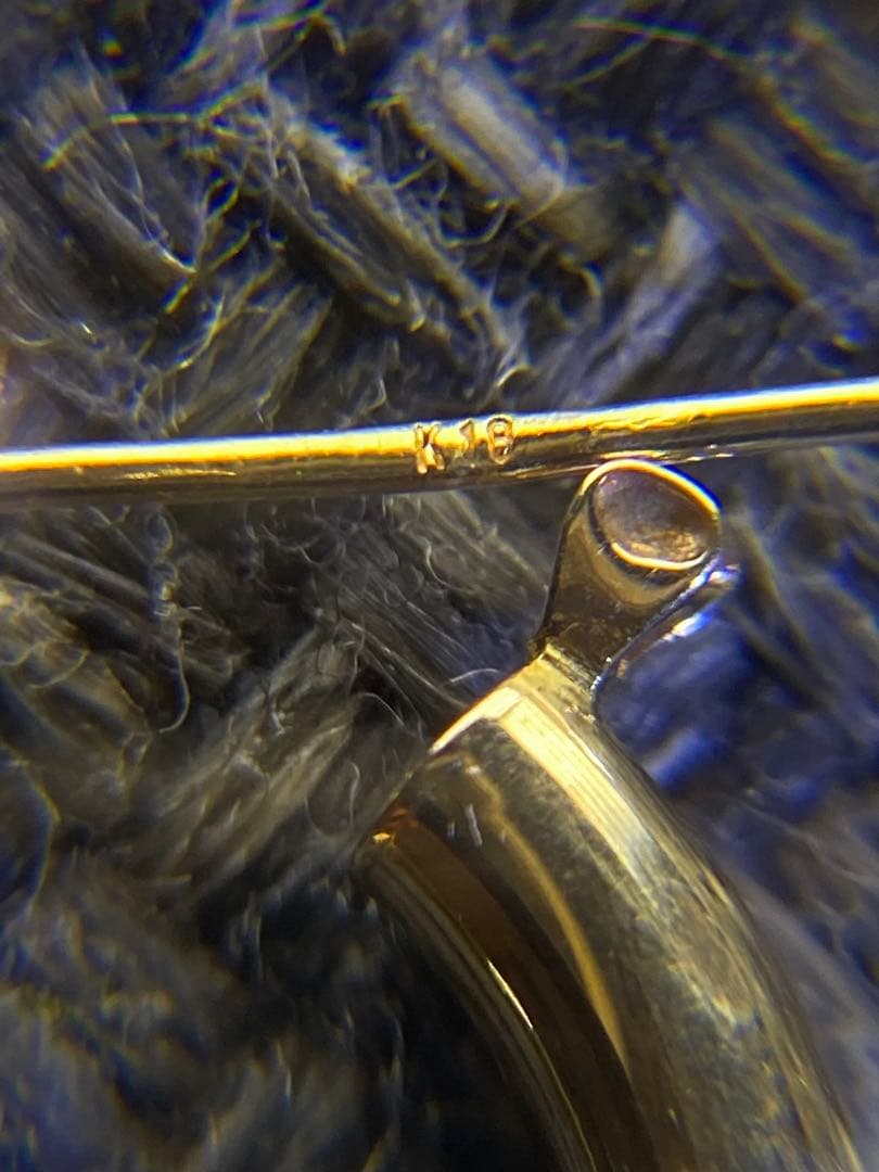 K18 刻印 フープ ピアス 両耳 ゴールド 1.38g