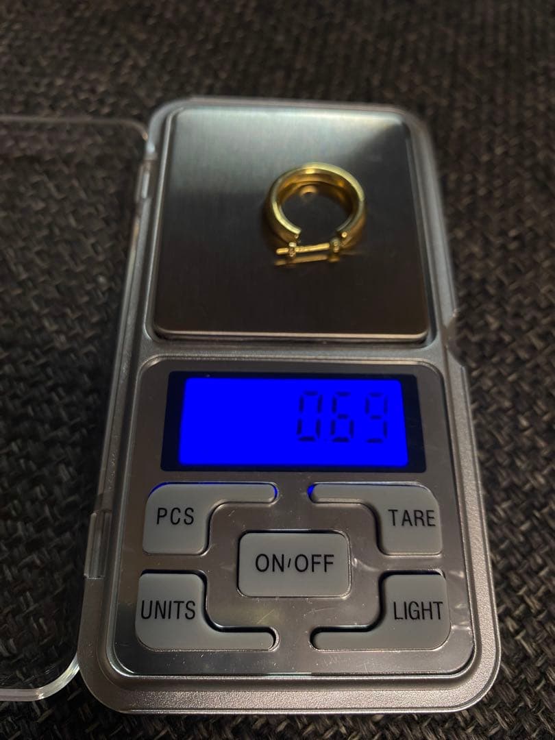 K18 刻印 フープ ピアス 両耳 ゴールド 1.38g