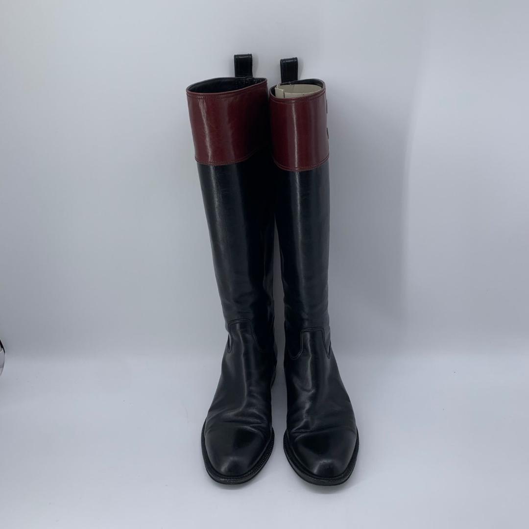 16970✨CHANEL サイドココマーク バイカラー ロング ジョッキーブーツ