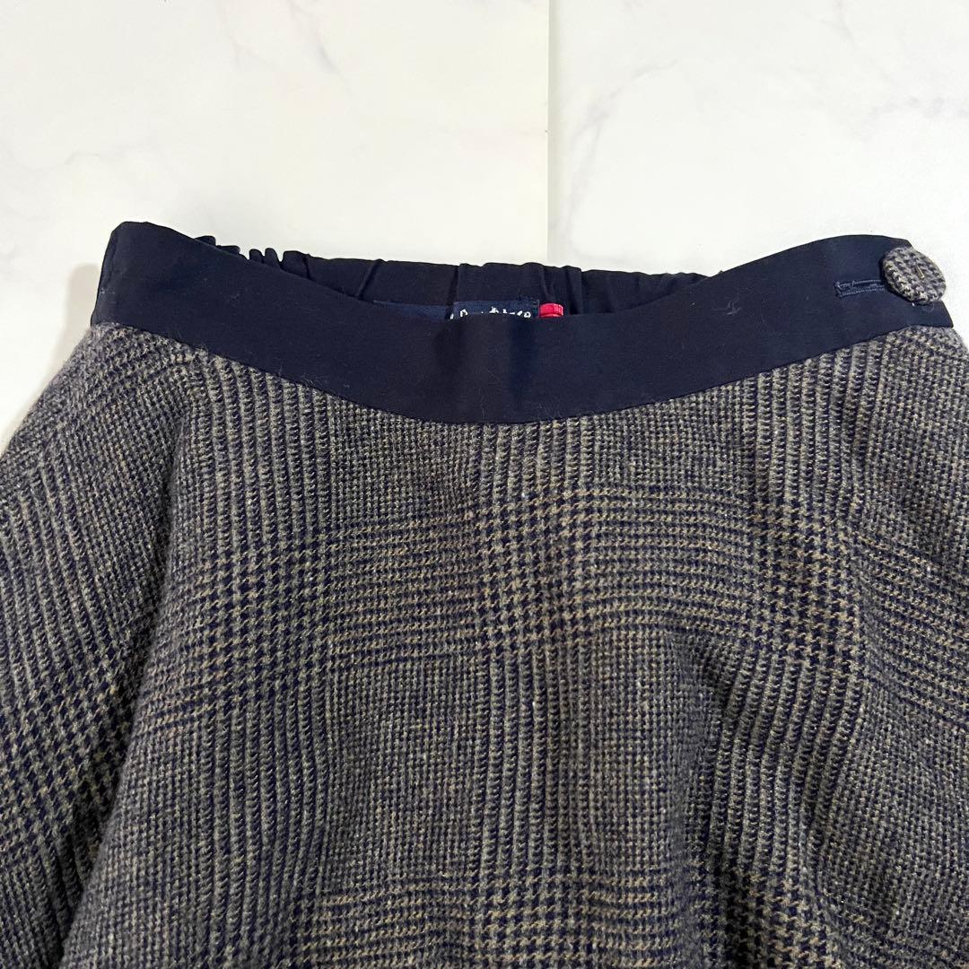 美品 現行 パラスパレス ウール × 麻 チェック ロングスカート3 L フレア