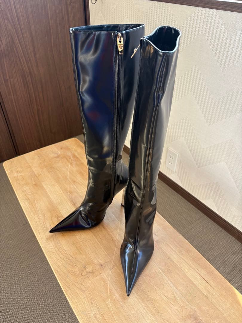 新春SALE!! 【新品】 VERSACE 本革 ハイヒール ロングブーツ