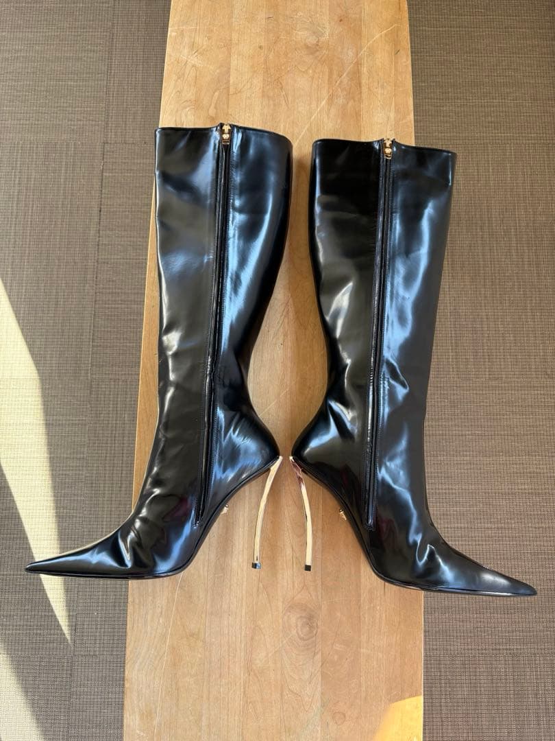 新春SALE!! 【新品】 VERSACE 本革 ハイヒール ロングブーツ