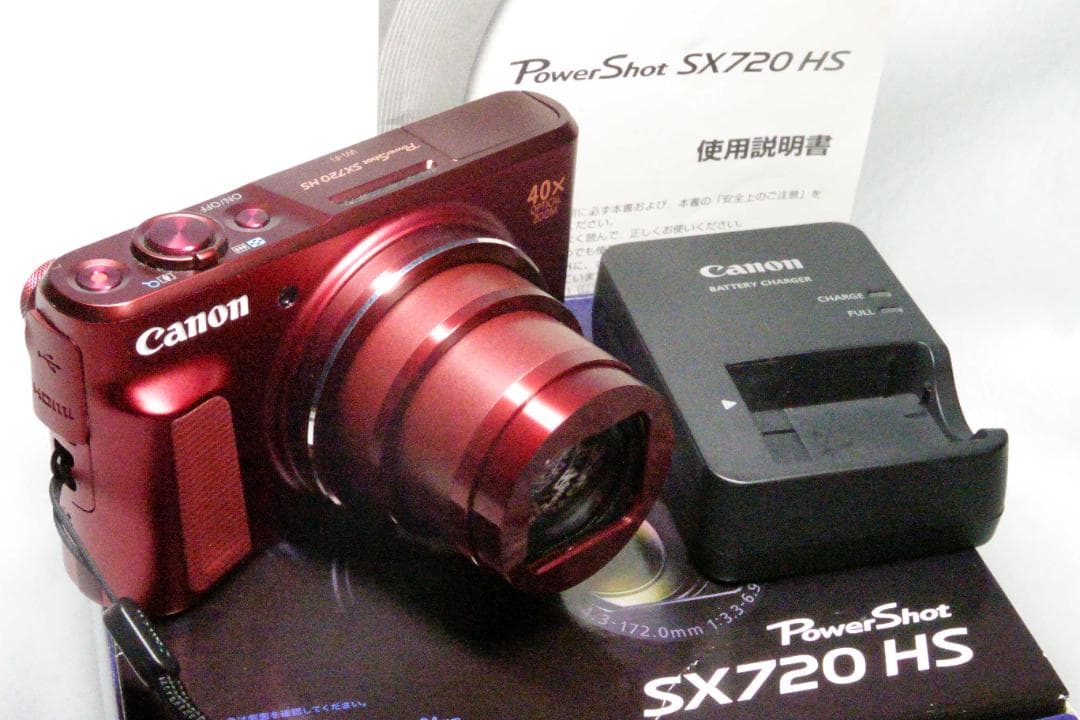 【美品／希少レッド】Canon SX720HS 　箱・付属品付 デジカメ