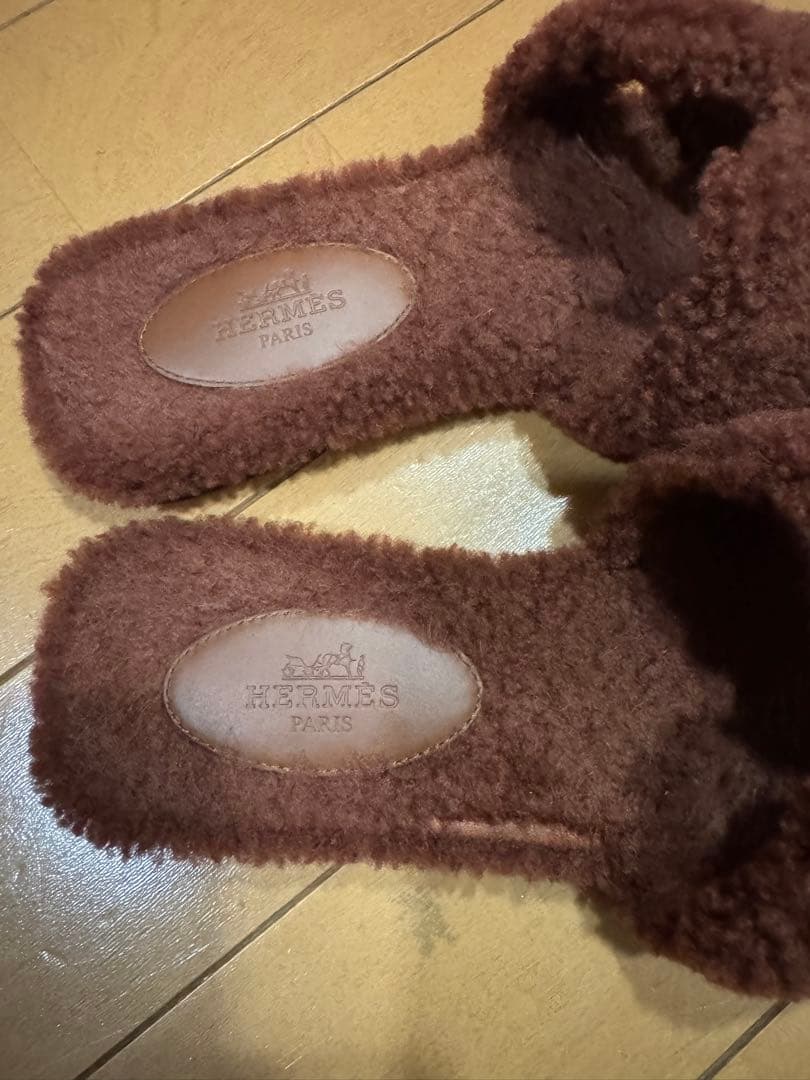 【Kinafg 】HERMES オラン　モコモコサンダル　ブラウン　36