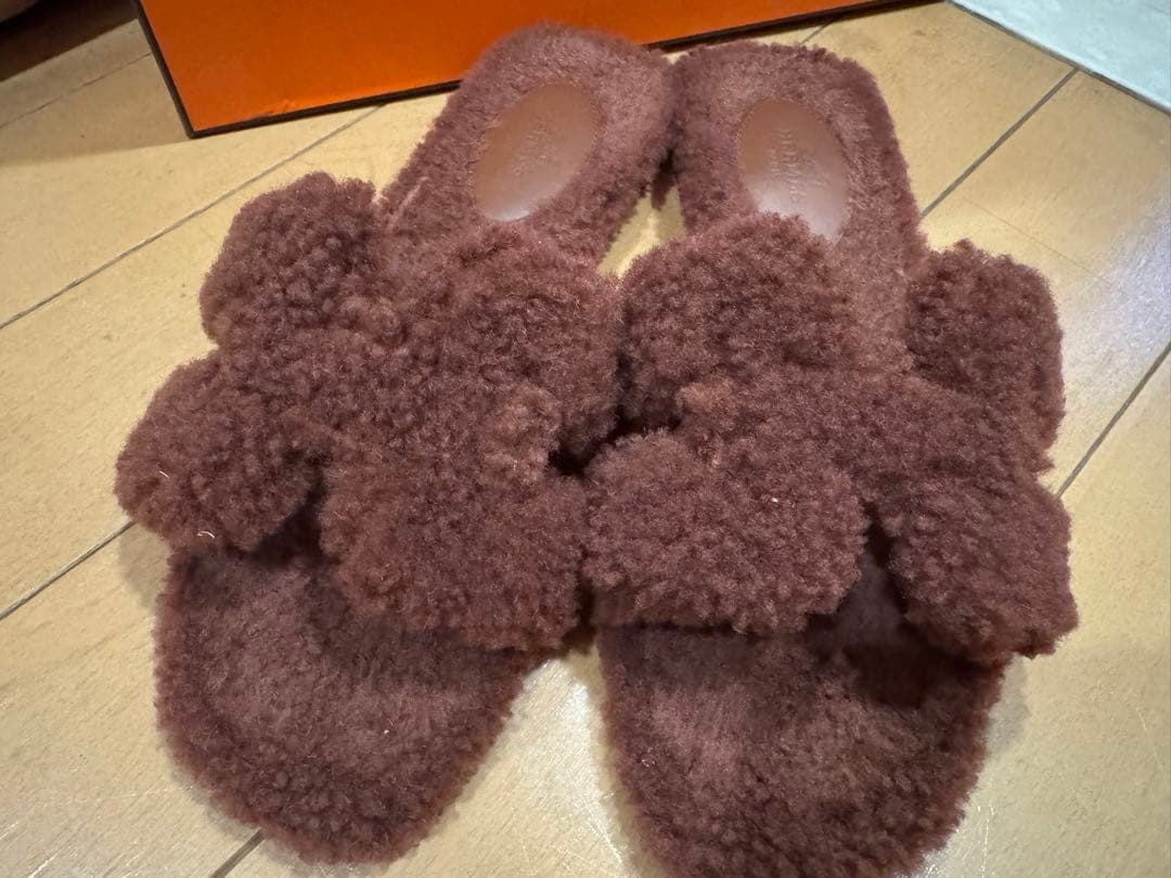 【Kinafg 】HERMES オラン　モコモコサンダル　ブラウン　36