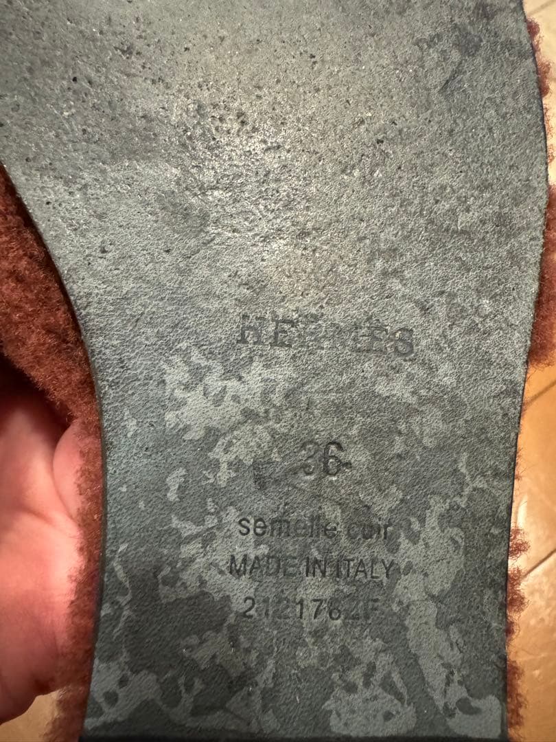 【Kinafg 】HERMES オラン　モコモコサンダル　ブラウン　36