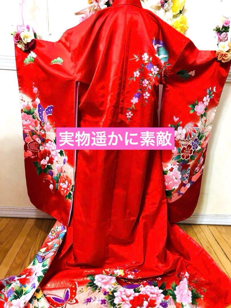 七五三七歳未使用着物‼️人気赤地暈し⭐︎手毬花々煌びやか際立つ⭐︎安心フルセット逸品