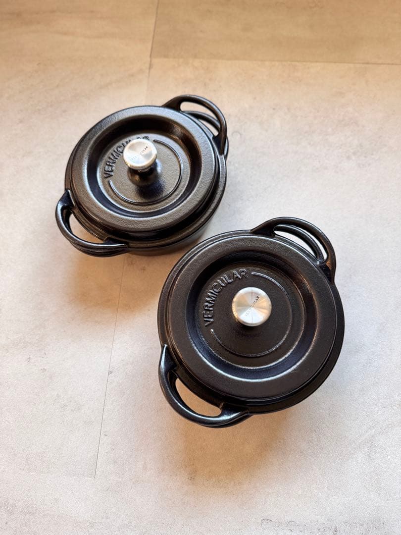 レア品)バーミキュラ オーブンポット黒 2個セット #14cm 浅型