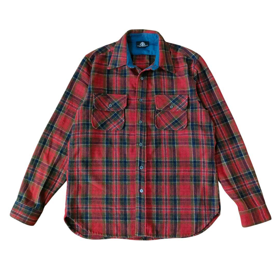 A&G アマールゲソウス クロス パッチ チェック ネルシャツ M 赤系 日本製