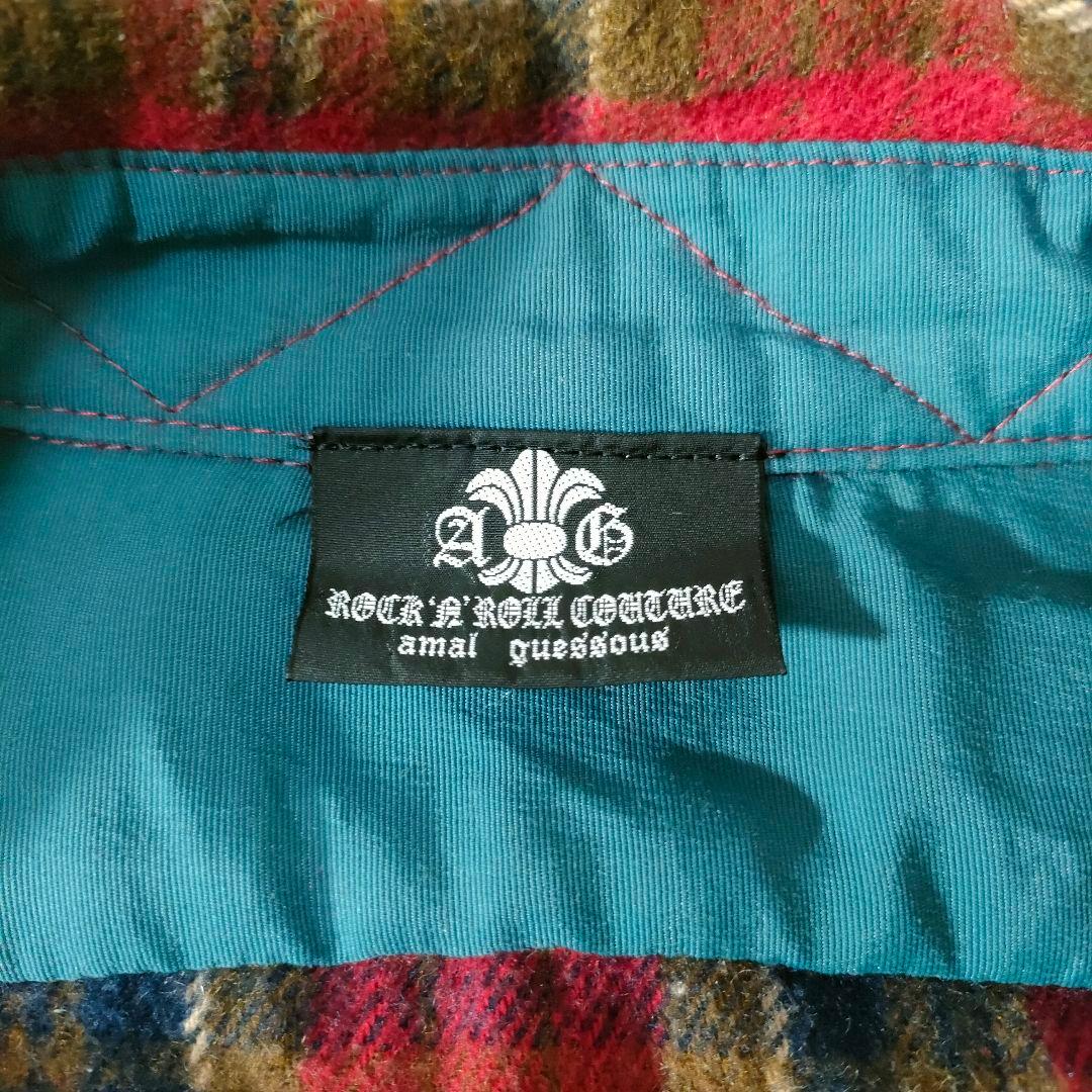 A&G アマールゲソウス クロス パッチ チェック ネルシャツ M 赤系 日本製