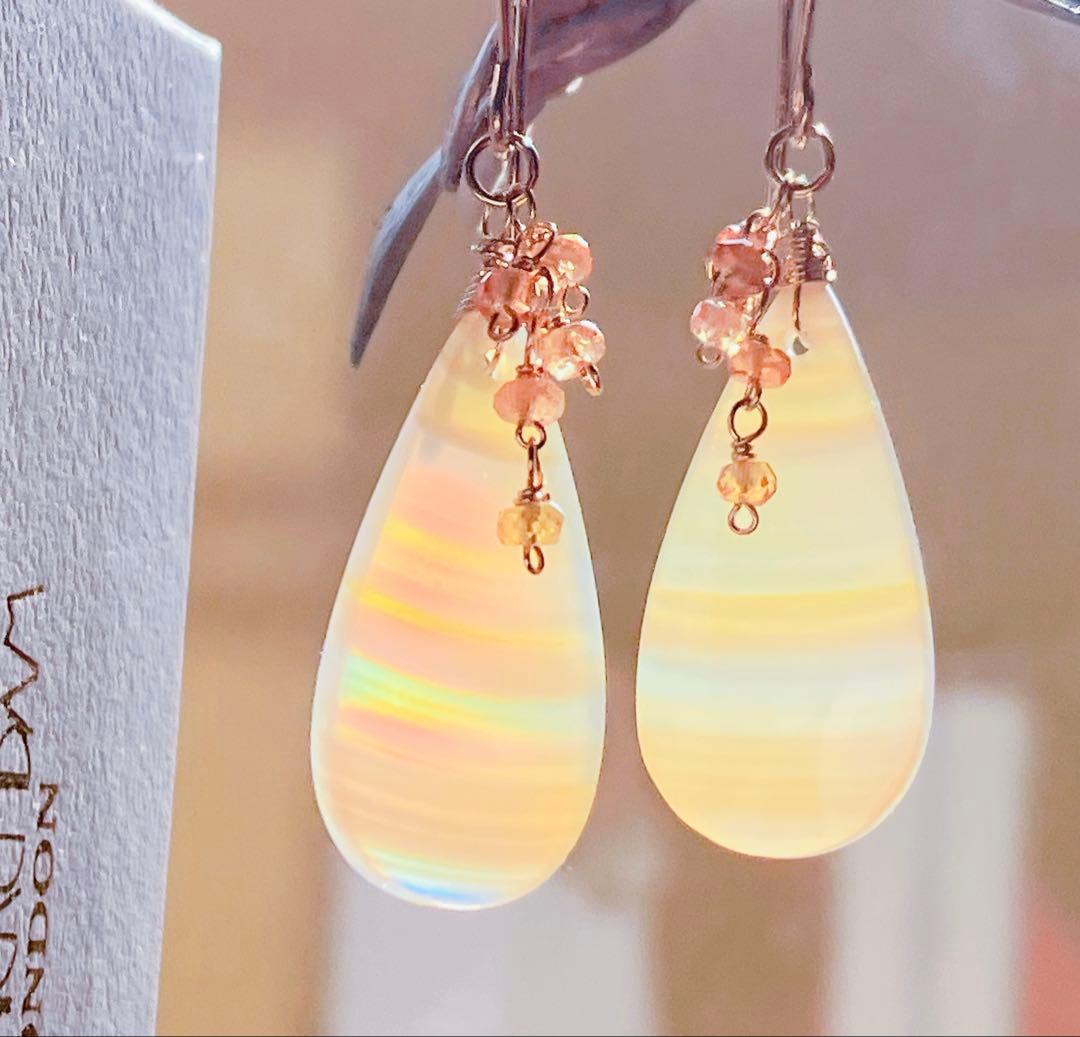 tama◆一点物✧希少✧パープルプルームアゲート×アイオライトピアス