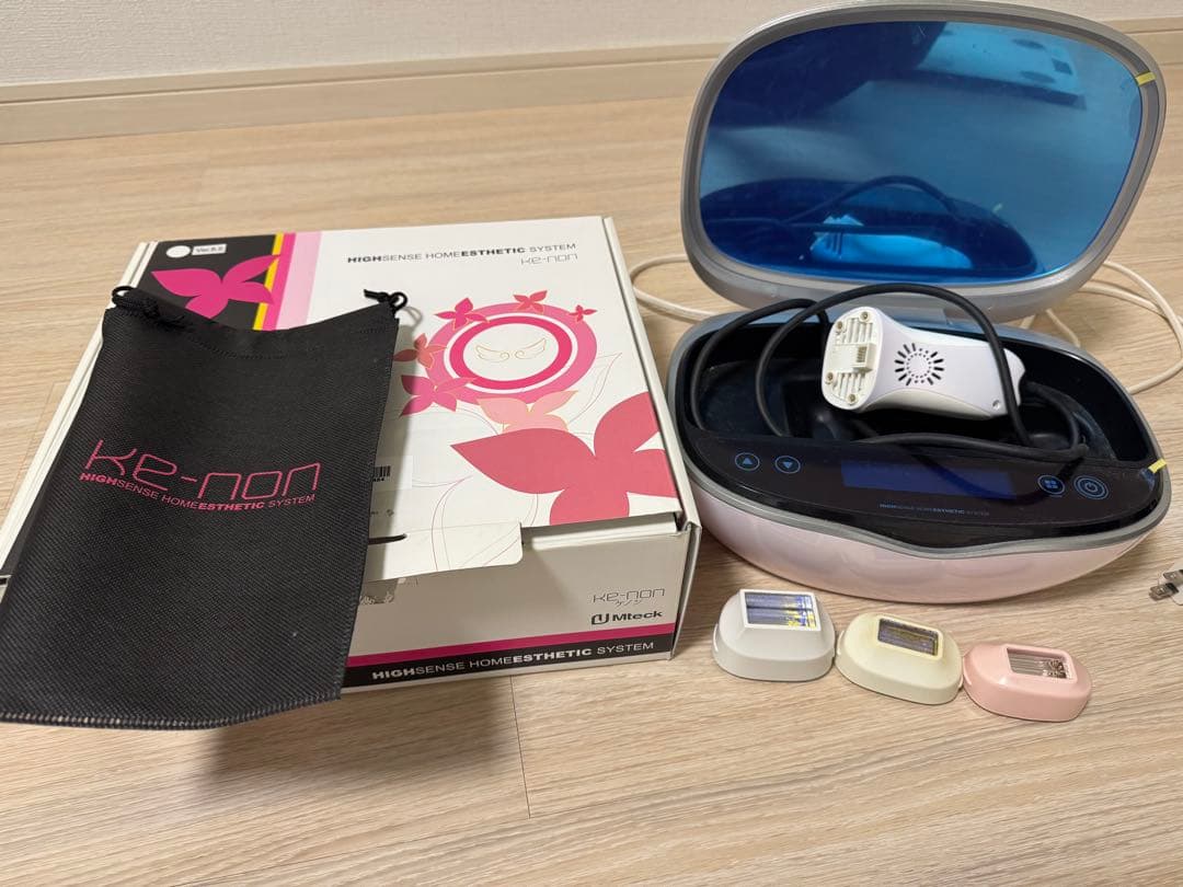 売*。様 ケノン 脱毛器 本体＋カートリッジ3種 ストロング 焦げ汚れあり 動作