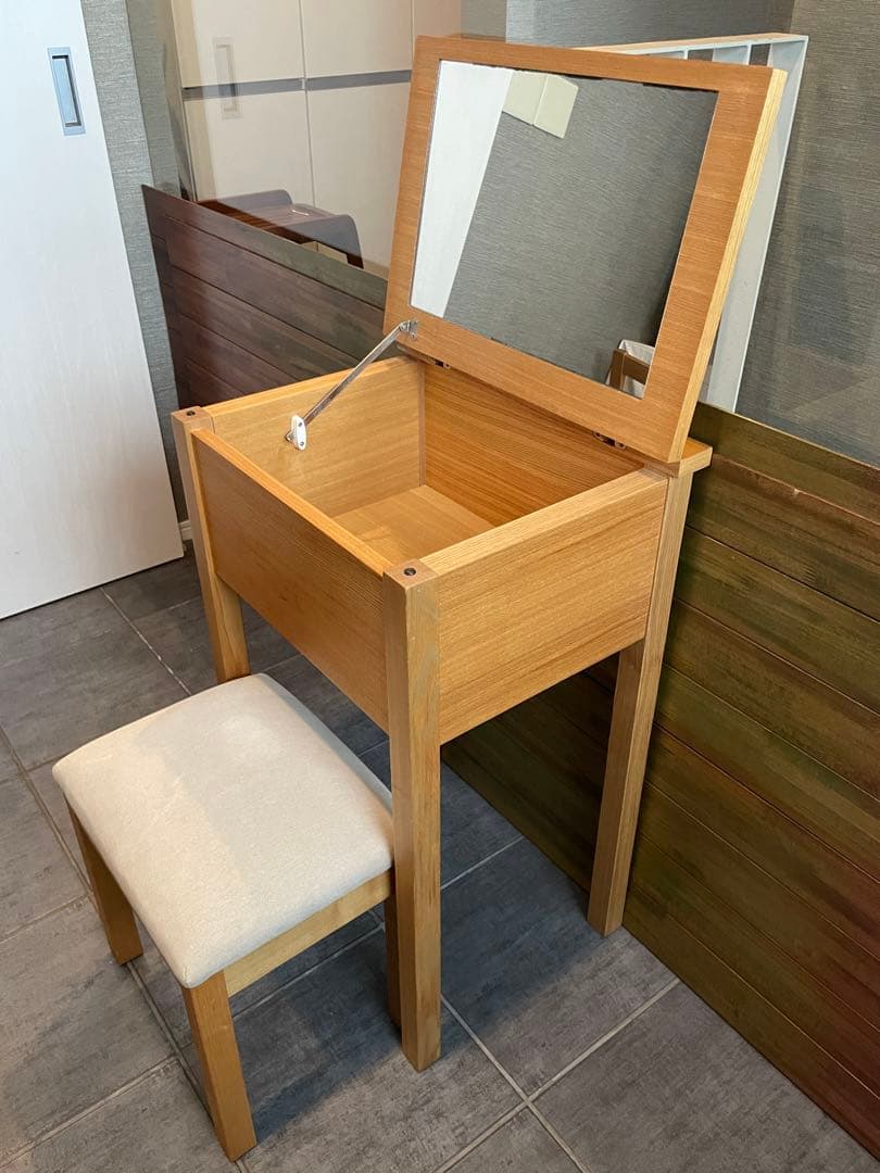 eputy■MUJI無印良品 天然木タモ材 ドレッサー＆スツール/チェア