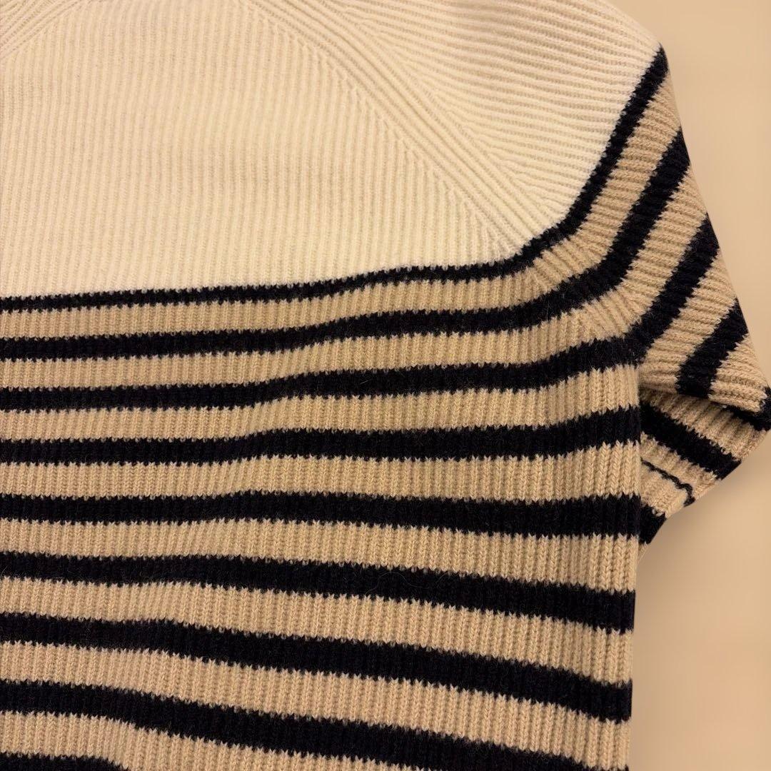 DRAWER 9Gウールカシミヤ あぜ編みボーダーニットドゥロワー