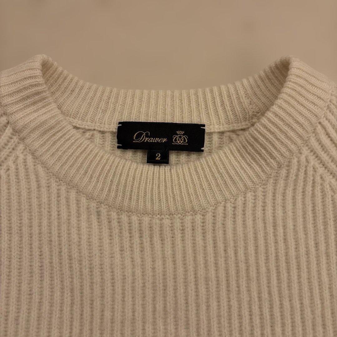 DRAWER 9Gウールカシミヤ あぜ編みボーダーニットドゥロワー