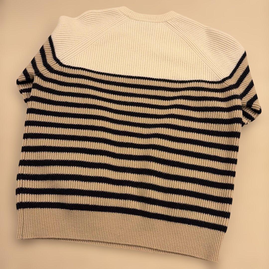 DRAWER 9Gウールカシミヤ あぜ編みボーダーニットドゥロワー