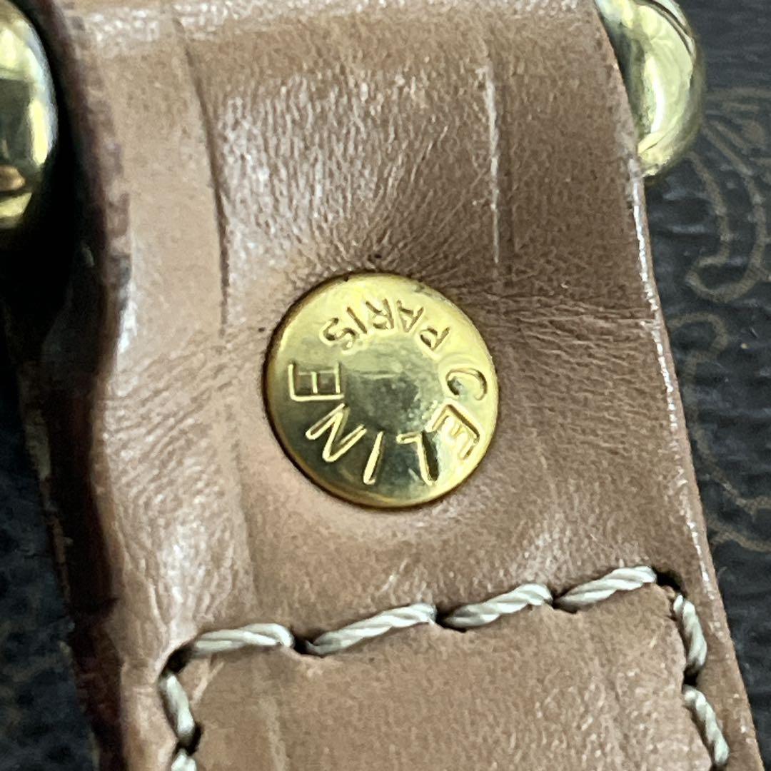 良品　オールド　セリーヌ　ボストンバッグ　トリオンフ　マカダム柄　PVCレザー