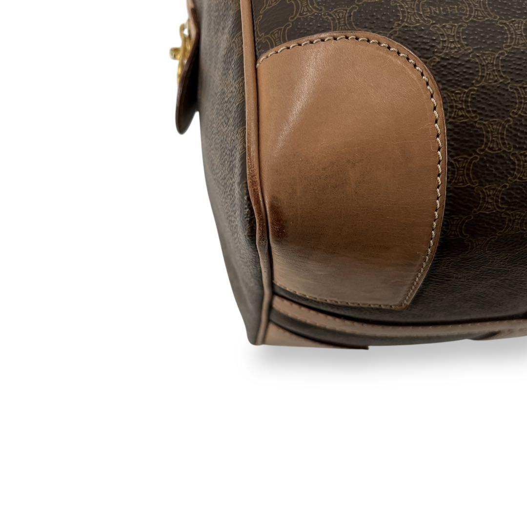 良品　オールド　セリーヌ　ボストンバッグ　トリオンフ　マカダム柄　PVCレザー