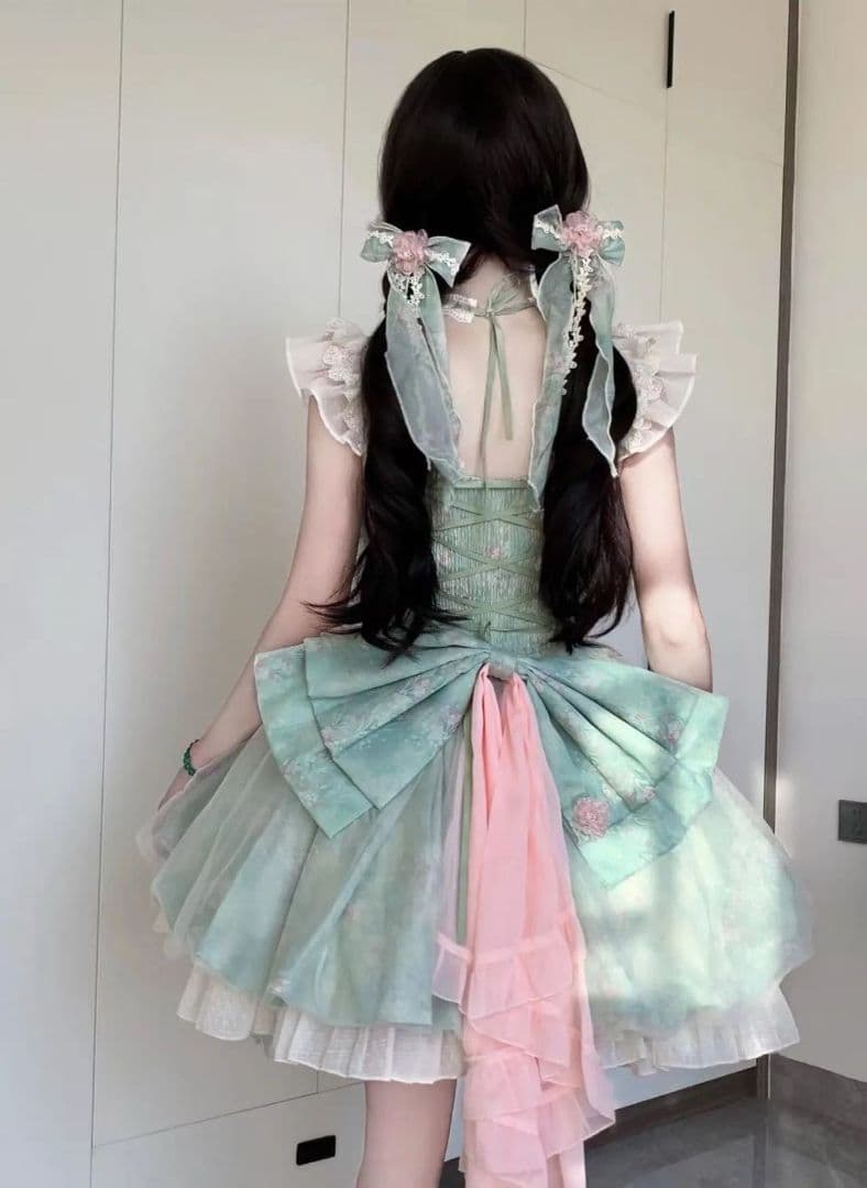 ゴスロリ・ロリータドレス お嬢様 ロリィタJSK 可愛い フリル　リボン付き