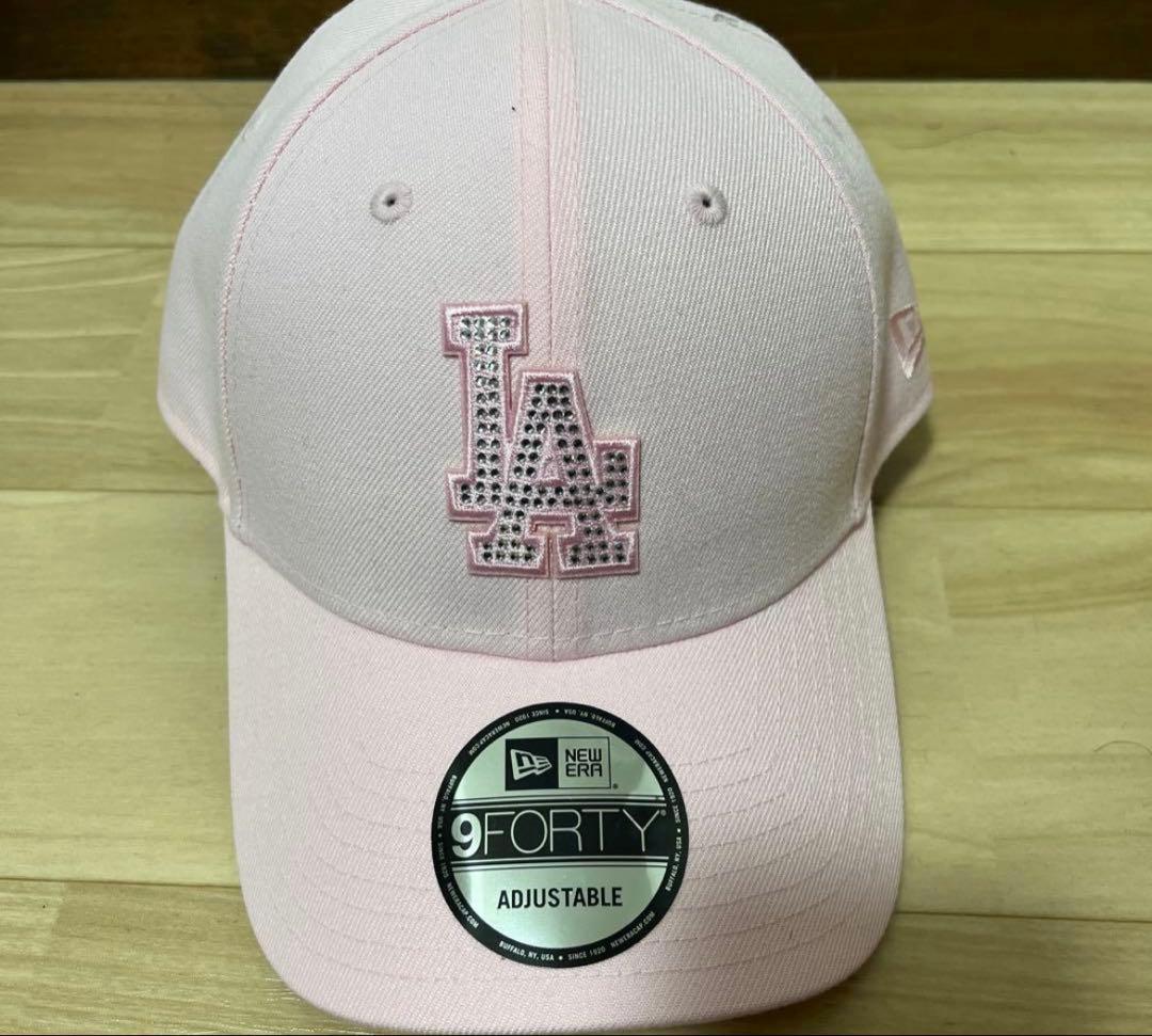 ニューエラ　ラインストーン　ドジャース　ピンク　9FORTY