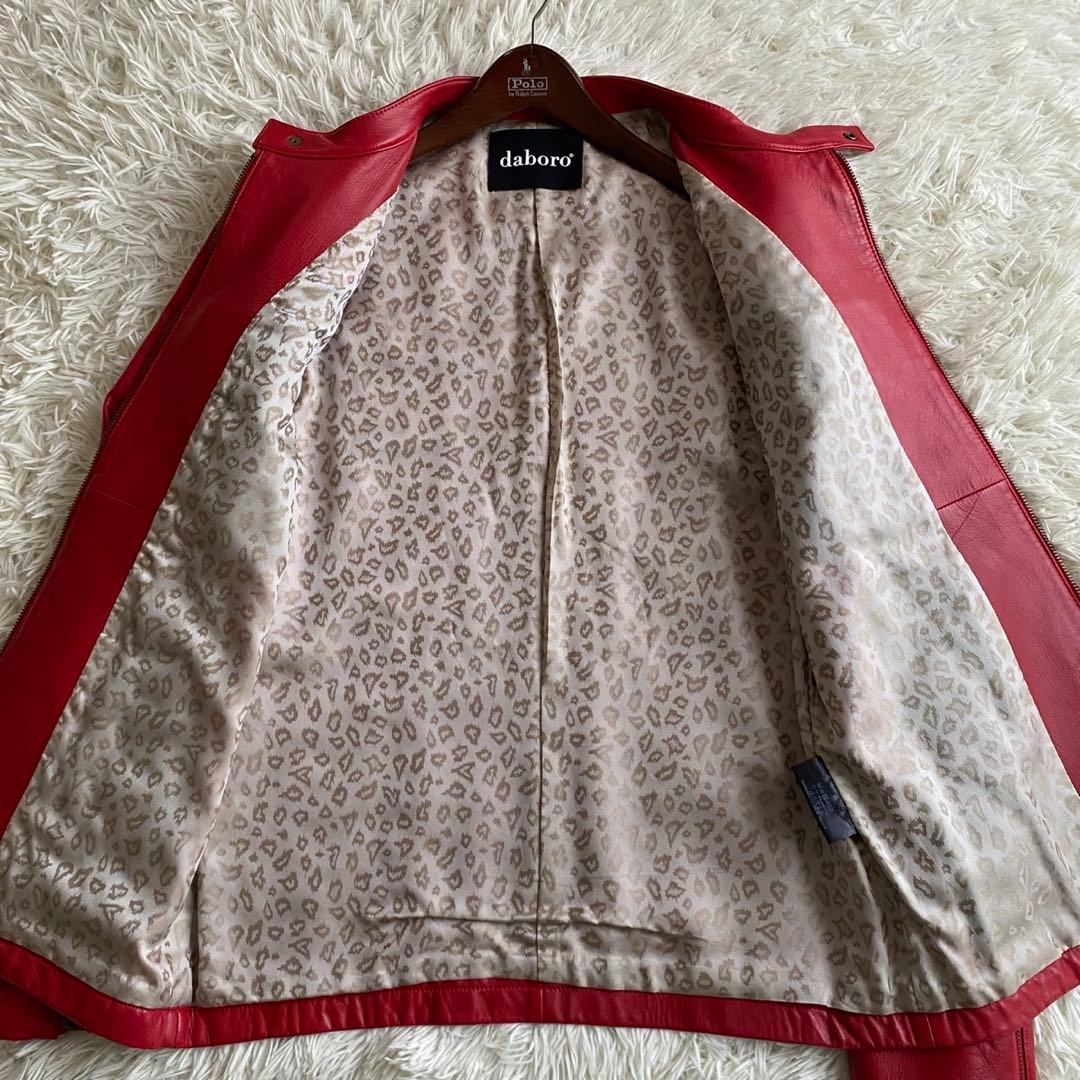 【未使用級✨】daboro シングルライダース レザージャケット 羊革 赤 XL