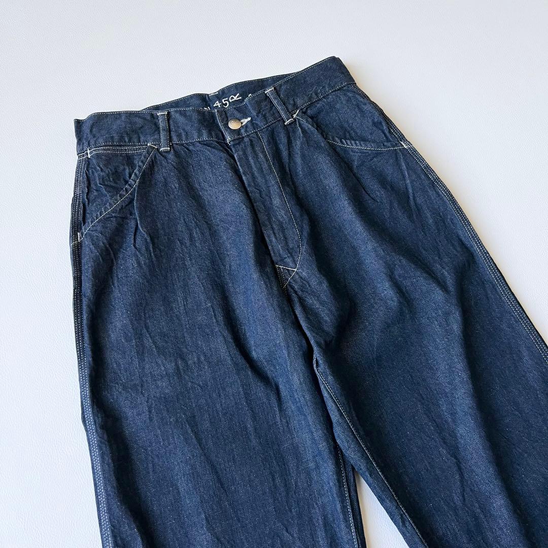 4878【美品】45R 麦デニムの908ペインター　ワイドパンツ　M インディゴ
