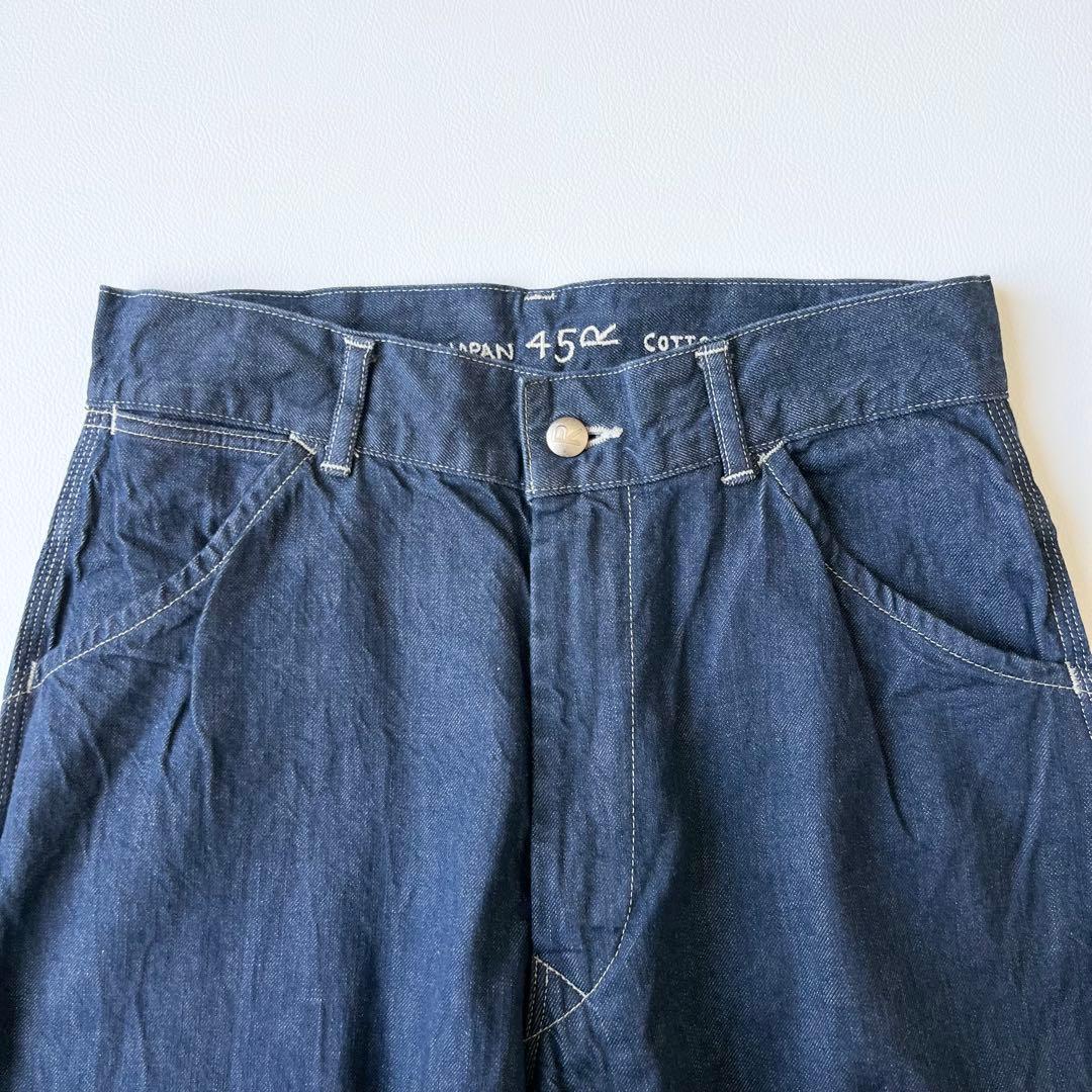 4878【美品】45R 麦デニムの908ペインター　ワイドパンツ　M インディゴ