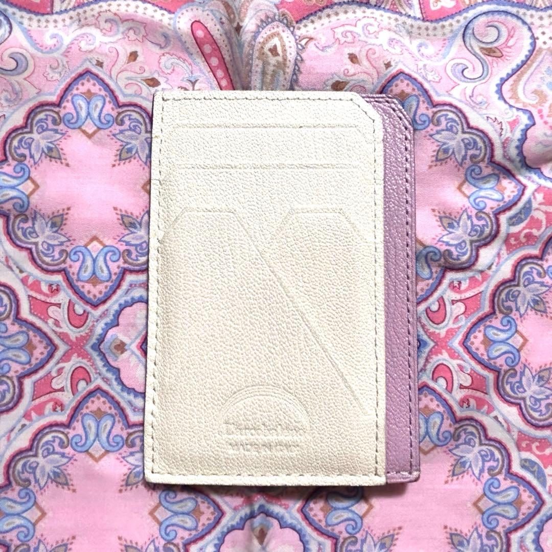 【美品】L'arcobaleno スマートミニウォレット　ライラック・ホワイト