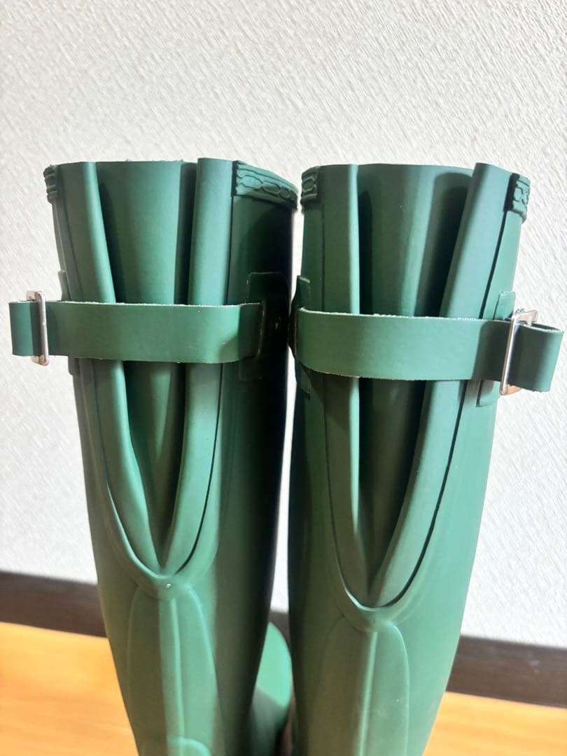 HUNTER グリーン 長靴 バックル付き