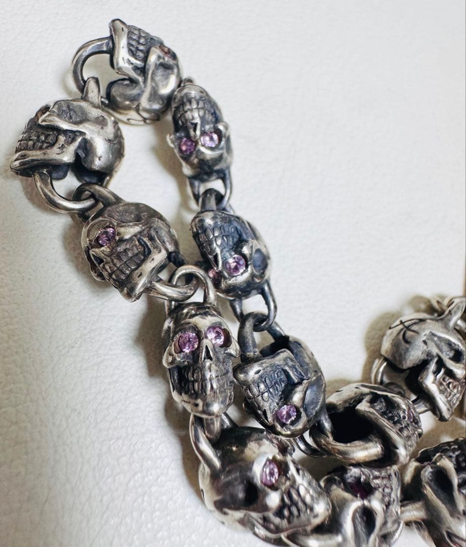 38万円購入天然サファイア　ロックンライド　スカルブレスレット　シルバー925