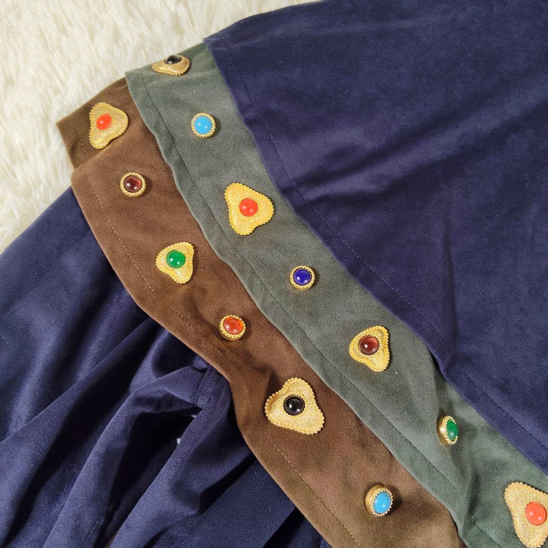 伊太利屋　ビジューコート　ネイビー　個性的　11A2　肩パッド