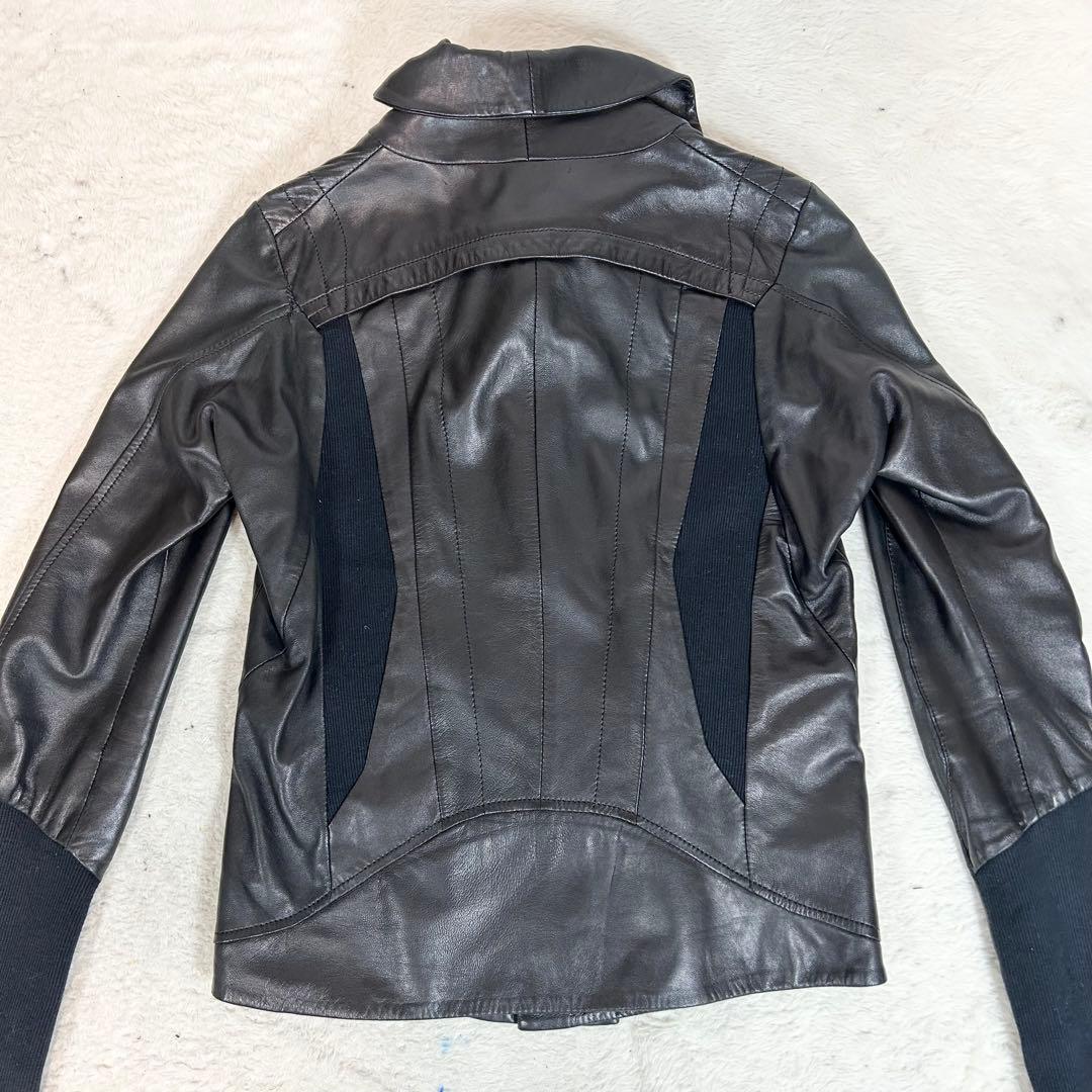 希少❗️EKAM ラムレザージャケット　ブラック　羊革　y2k S ニット切替