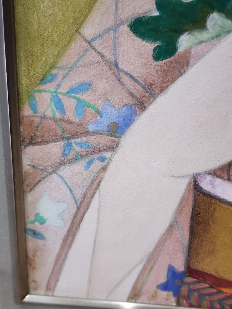 真作 田代正子 日本画「娘」画寸 34cm×46cm 神奈川県出身 日展会友