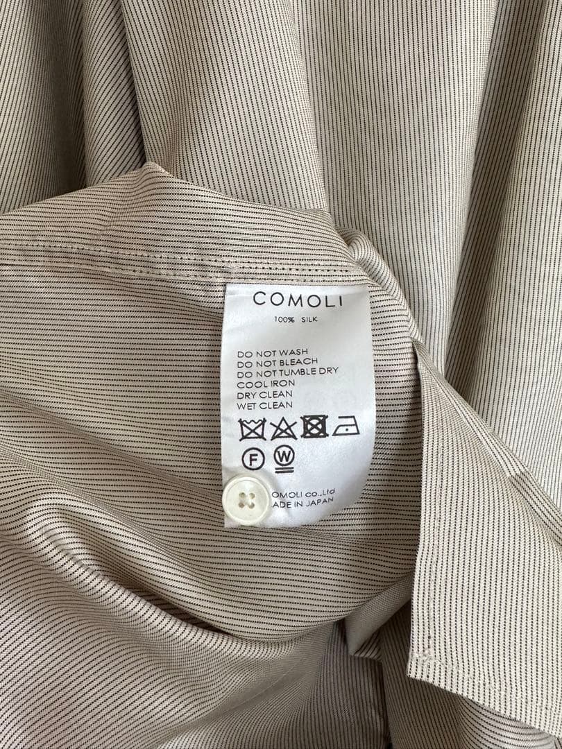 COMOLI ストライプ バンドカラーシャツ size 0