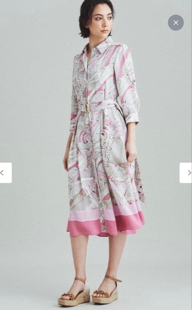 グレースコンチネンタル　グレースクラス　スカーフプリントシャツドレス