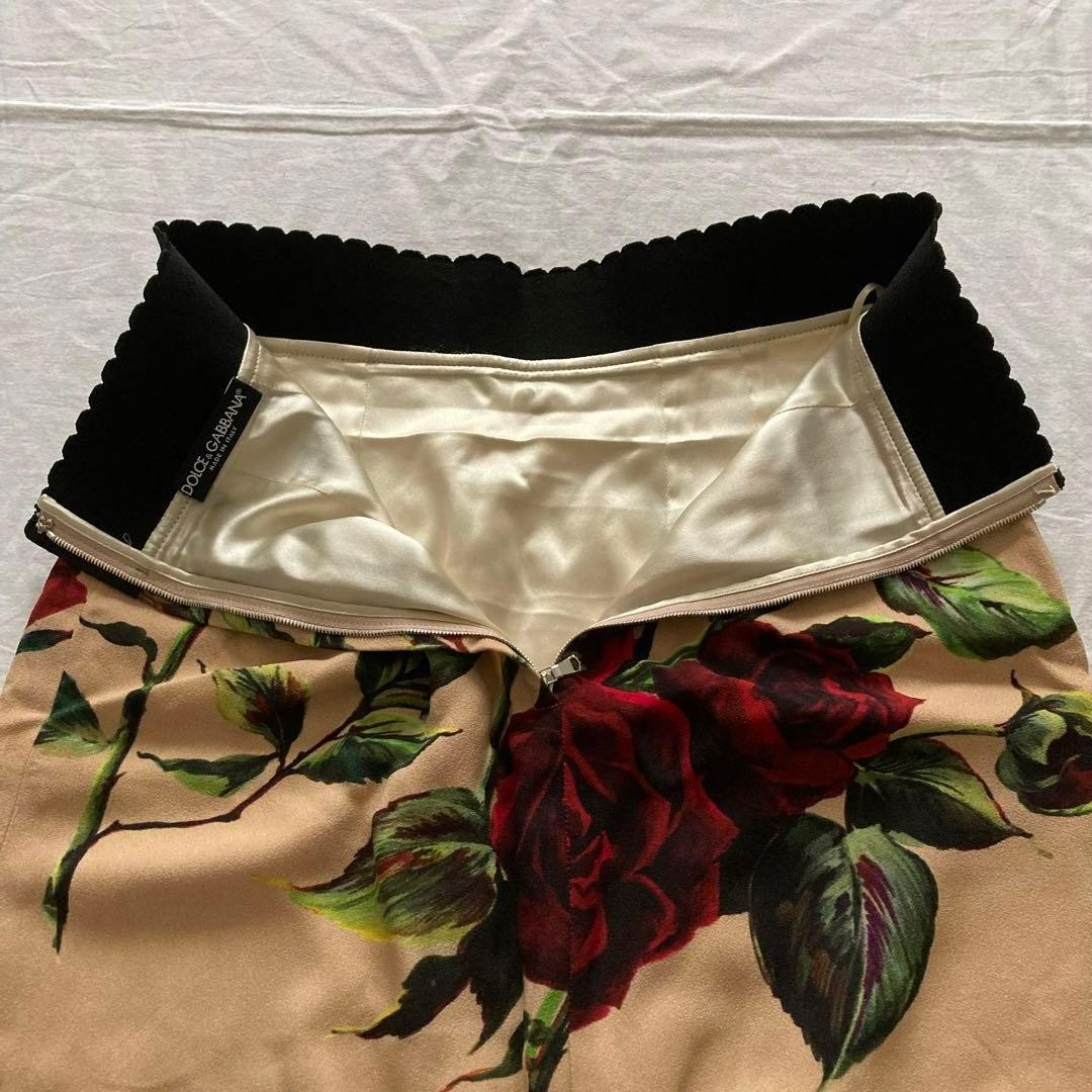 希少　DOLCE&GABBANA　D&G　ひざ丈ミニスカート　バラ　花柄　36