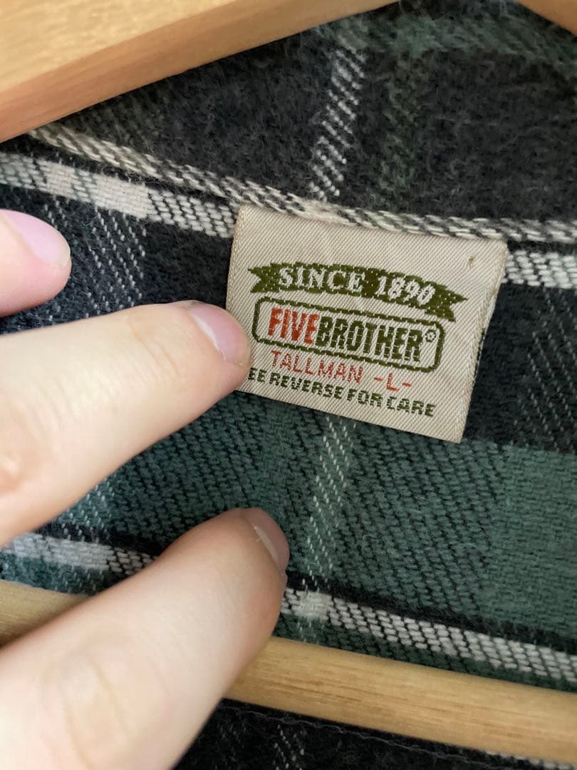 USA製 FIVE BROTHER ヘビーネル 緑黒チェック L