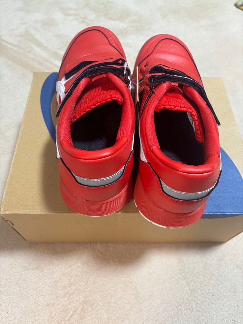 asics 赤 レザー 安全靴 ベルト付き