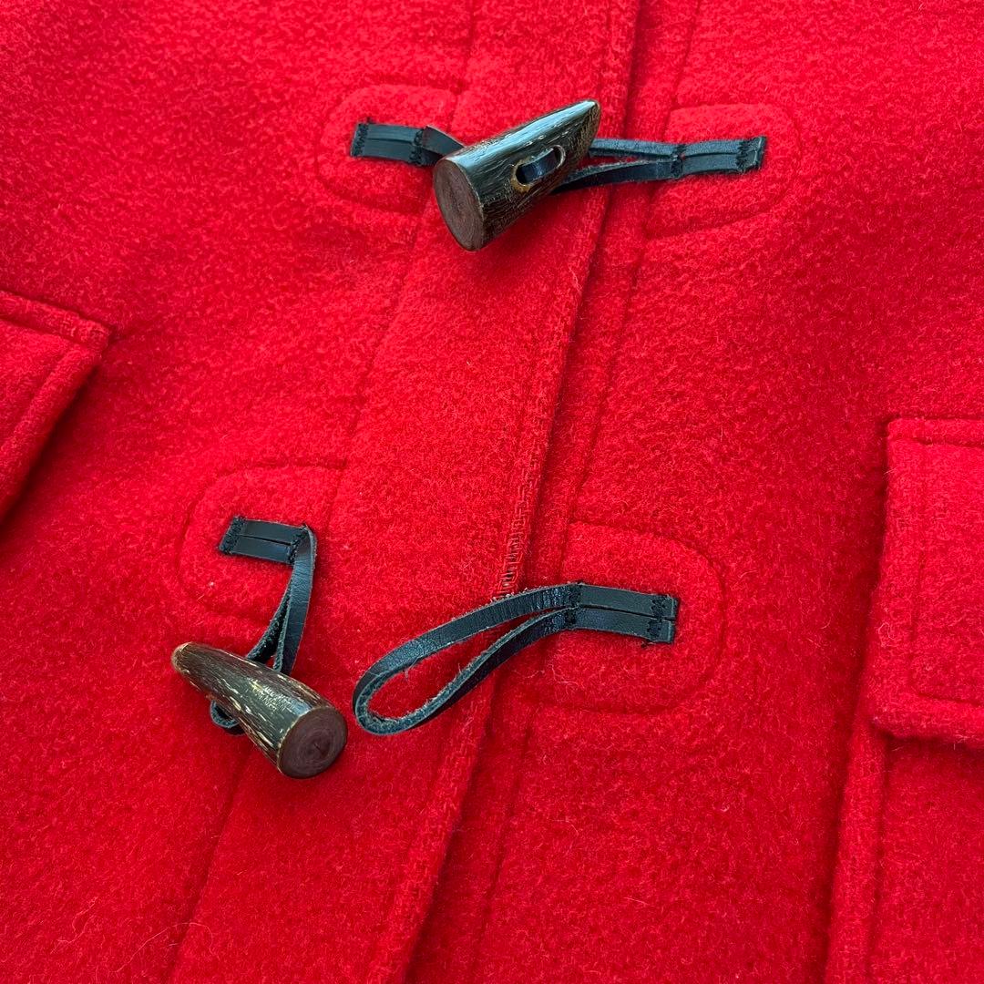 はなふう　バーバリー ダッフルコート ウール100 ノバチェック 赤