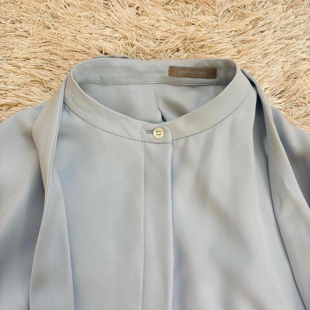 theory luxe 23SS 2Way ボウタイブラウス Jensブルー40