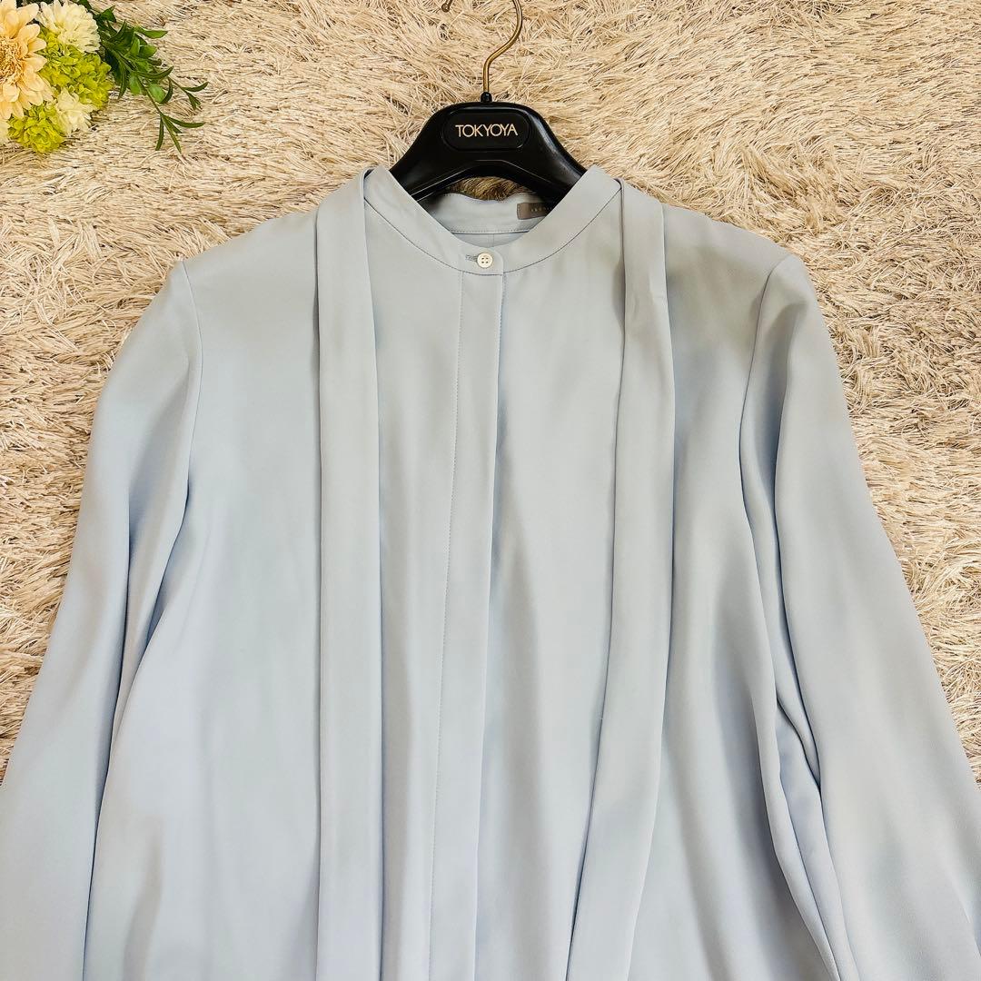 theory luxe 23SS 2Way ボウタイブラウス Jensブルー40