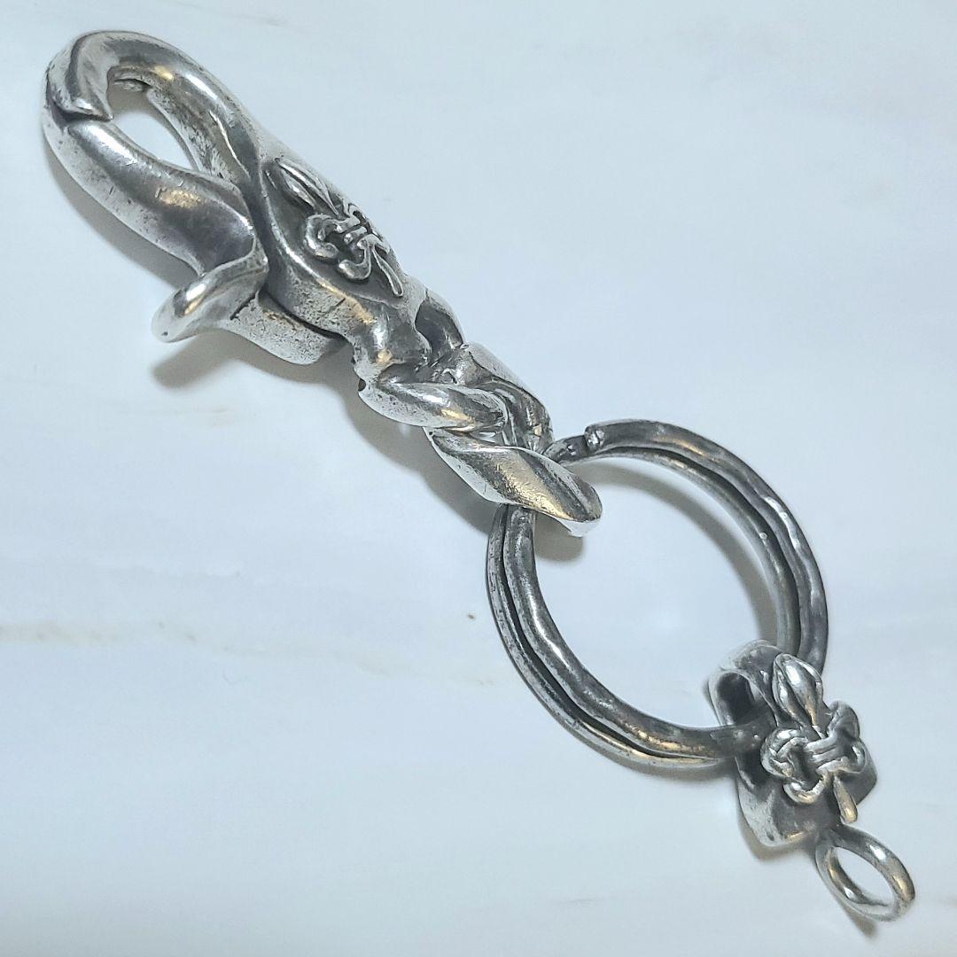 シルバー925 フレア キーチェーン クリップ ノーブランド 百合 ユリ