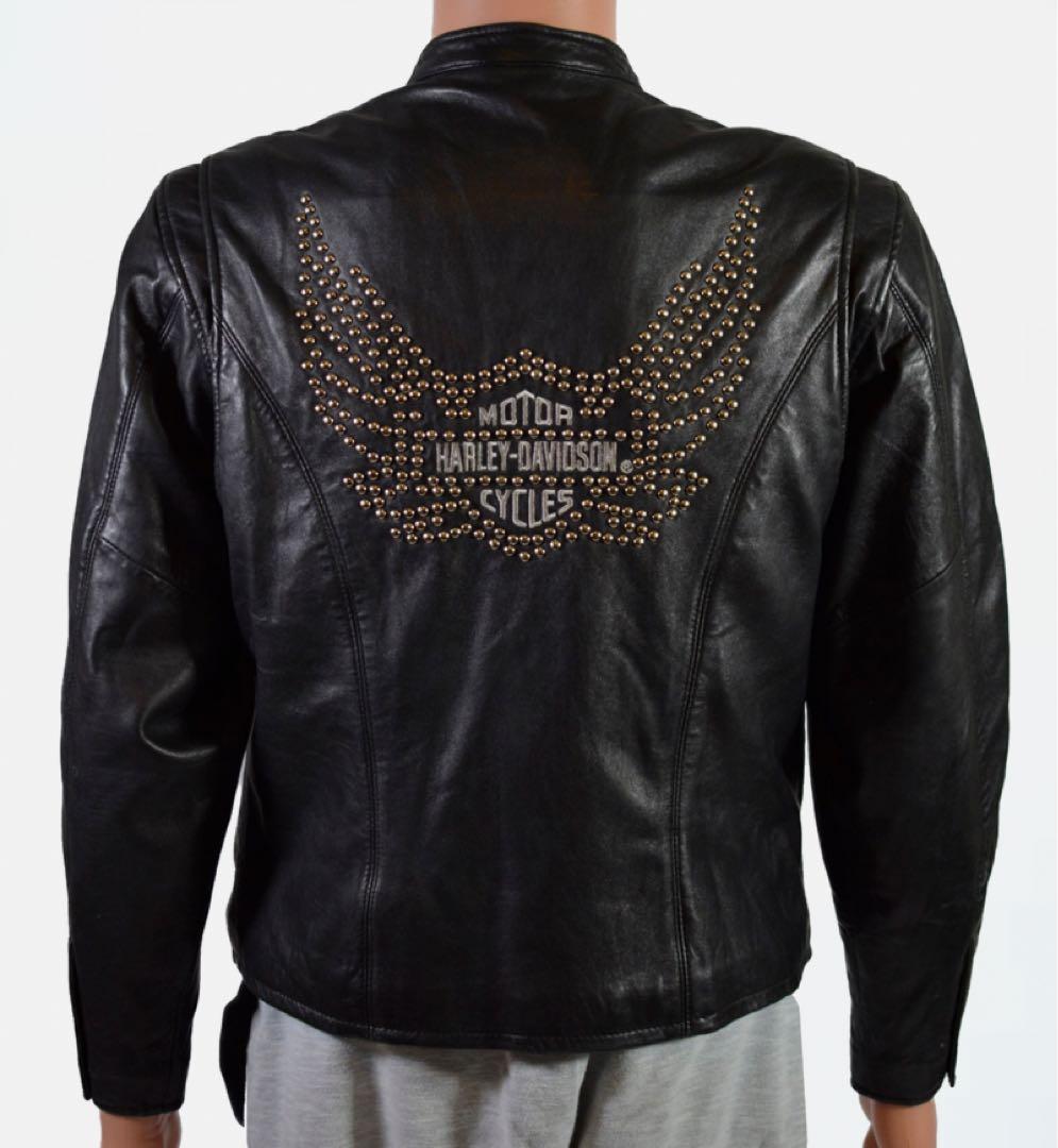【Harley Davidson】メタル スタッズ鋲 シングル ライダース 牛革