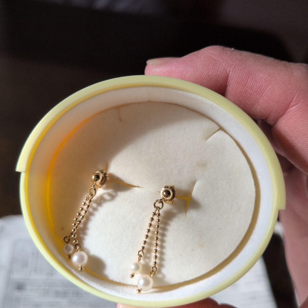 K18ゴールドチェーンパールピアス