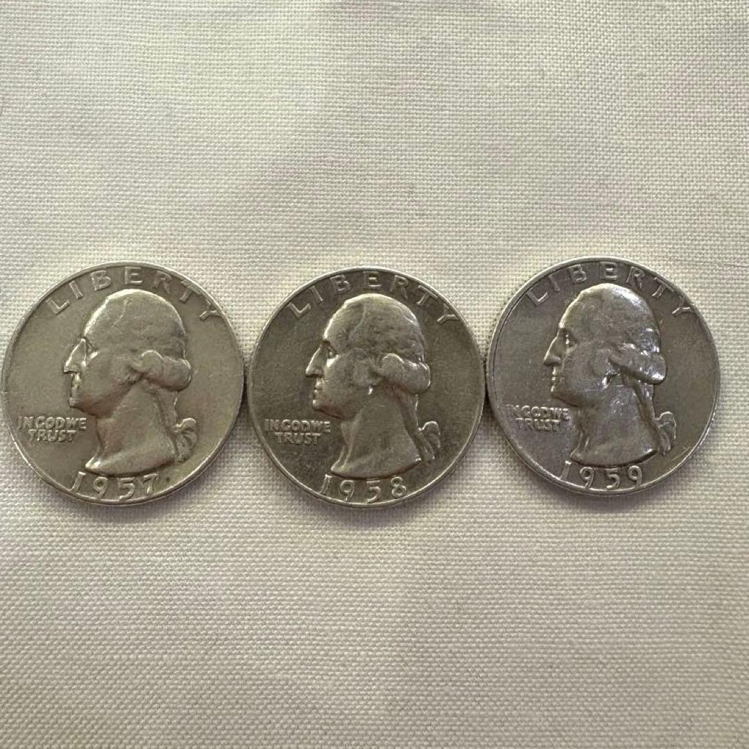 アメリカ 1957～1965 銀貨 銅貨 ワシントン 9枚