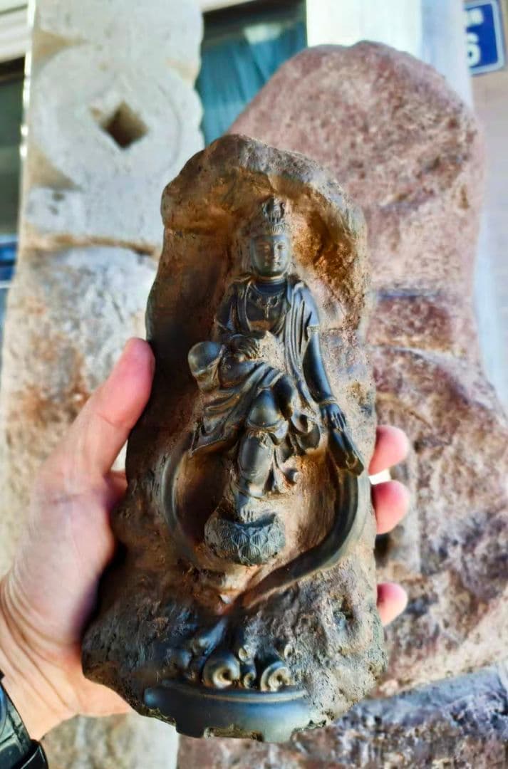 石像 石仏 持書観音仏像 祈福 学習書斎 玄関 茶道 礼仏 装飾品 工芸品