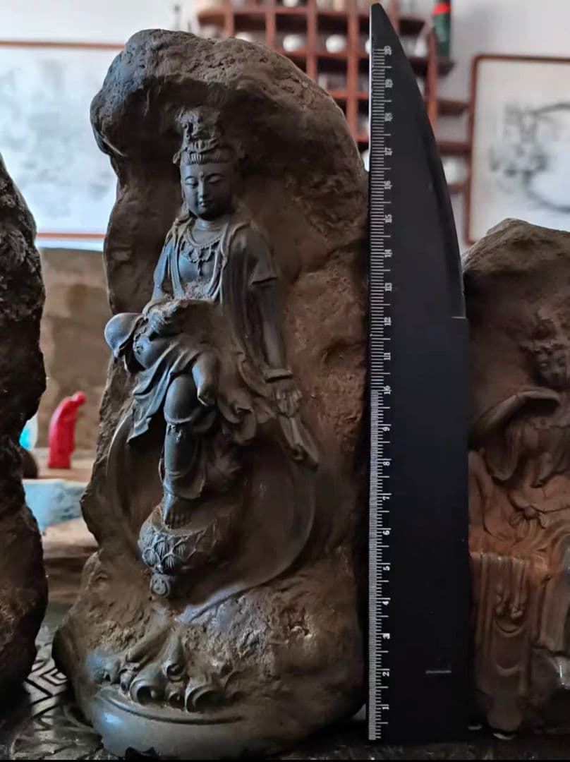 石像 石仏 持書観音仏像 祈福 学習書斎 玄関 茶道 礼仏 装飾品 工芸品