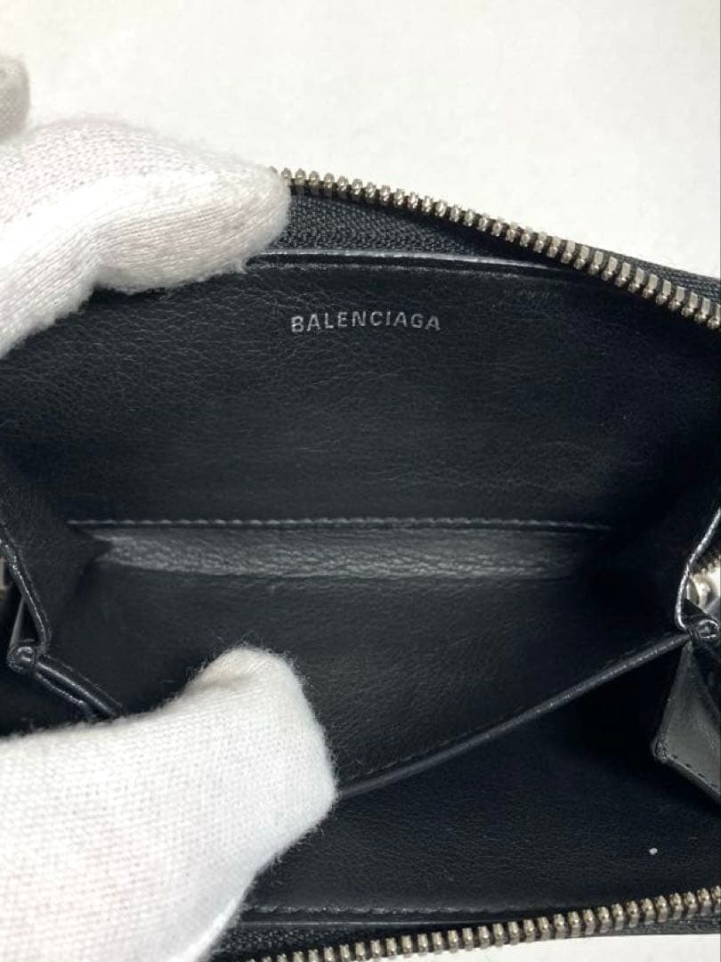 良品　バレンシアガ　レザー　カードケース　ケース　ブラック系