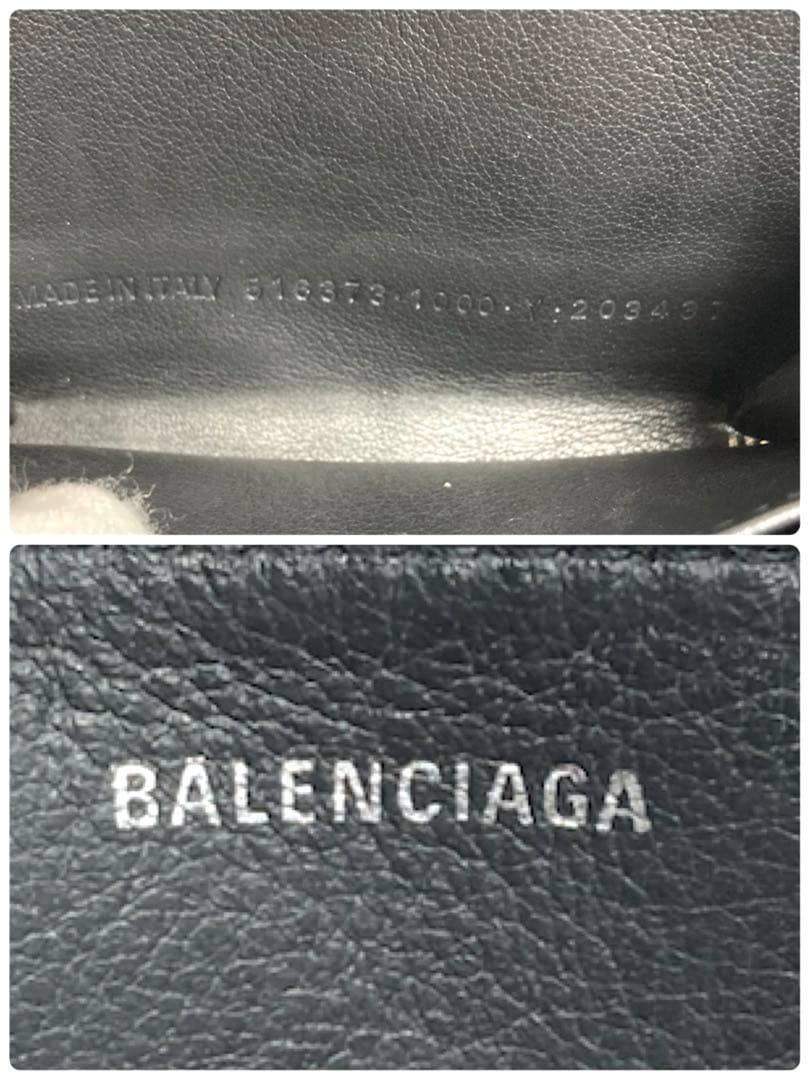 良品　バレンシアガ　レザー　カードケース　ケース　ブラック系